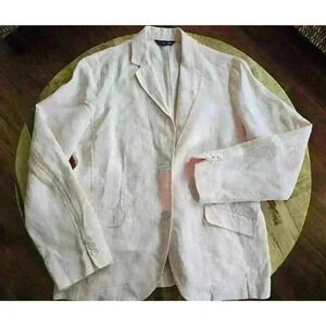 Lands' End 100% Pure Linen Women’s Blazer Size 14 Pale Pink